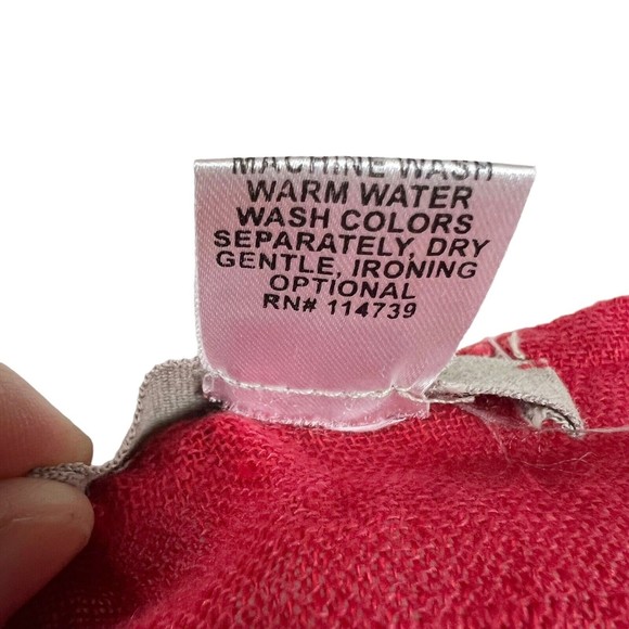 Flax Button Front Tunic Swing Top Red Linen Long Sleeve Lagenlook Womens Small - Picture 12 of 14